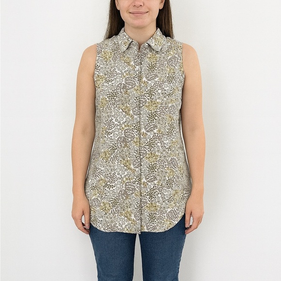 Rachel Zoe Size Small preppy Floral Button-Down Tank Top. - Picture 1 of 7